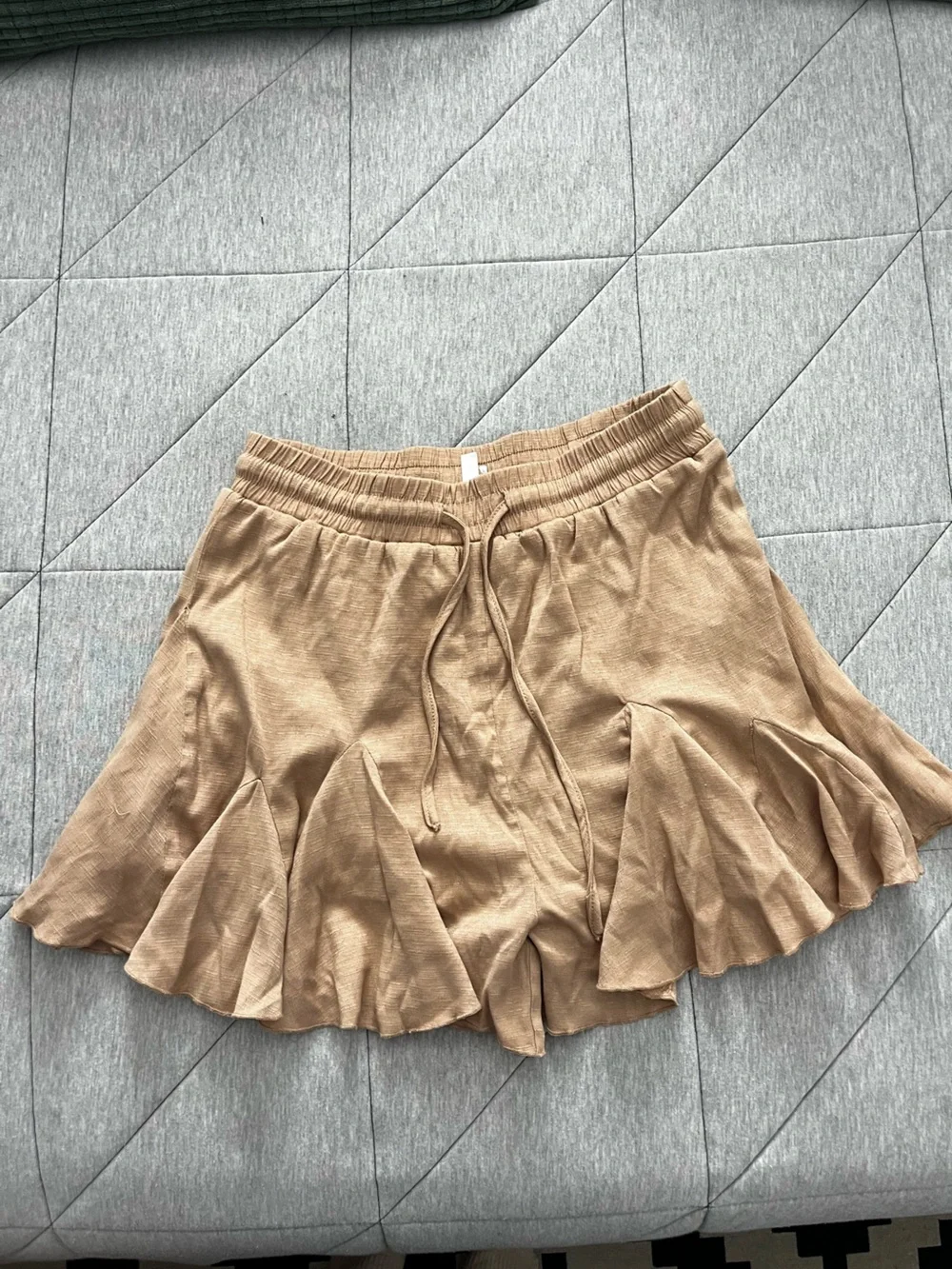 glam Tan Skort with Elastic Waist